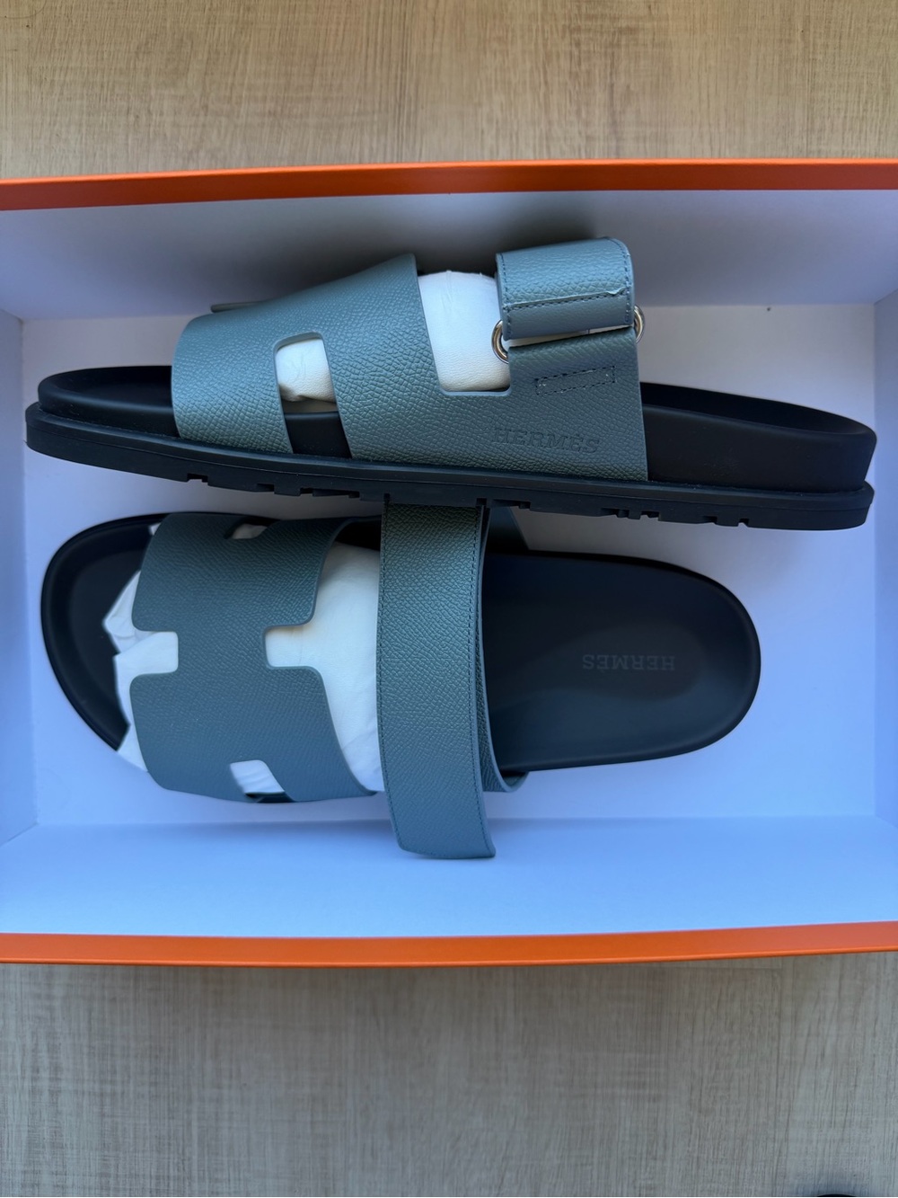 Authentic Hermes Men’s Chypre Sandal Bleu Tonnerre